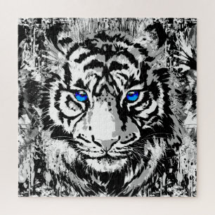 White Tiger Head - Tiger Portrait Jigsaw Puzzle