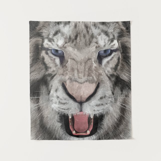 White Tiger Head  Wandteppich (Vorderseite)
