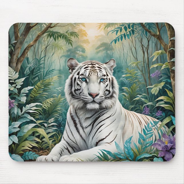 White Tiger Jungle Flora Mousepad (Vorne)