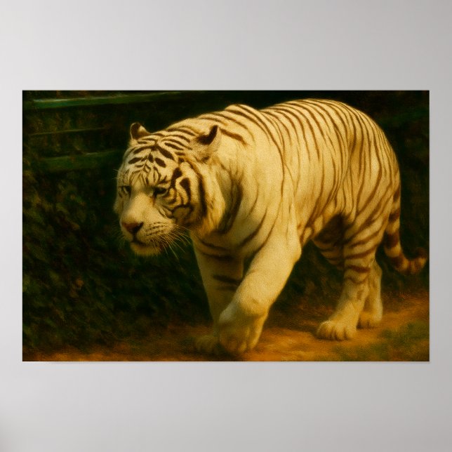 White Tiger Majestät - Stilvolle Wildlife Art Prin Poster (Vorne)