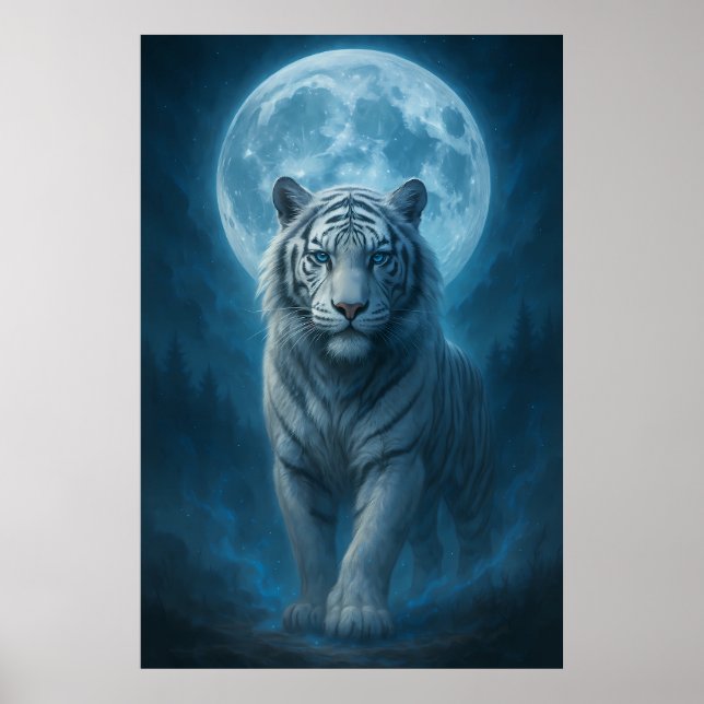 White Tiger – Moonlit Mystical Scene | ManJiangHon Poster (Vorne)