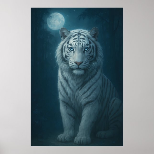 White Tiger – Mystical Fantasy Portrait – ManJiang Poster (Vorne)