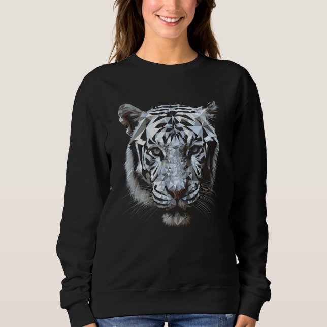 White tiger polygon  animal motif tiger sweatshirt (Vorderseite)
