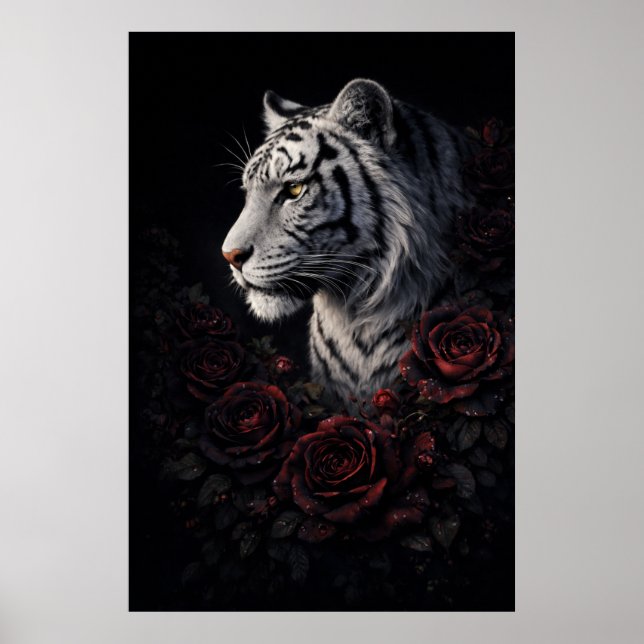 White Tiger Portrait – Calm Power and Silent Gaze Poster (Vorne)