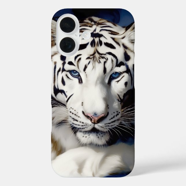 White Tiger Portrait iPhone 16 Hülle (Rückseite)