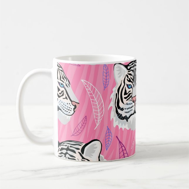 White Tiger Roar: Dschungel-Regenwaldmuster Kaffeetasse (Links)