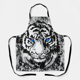 White Tiger Schürze | Schwarz-weißes Tigerfeld