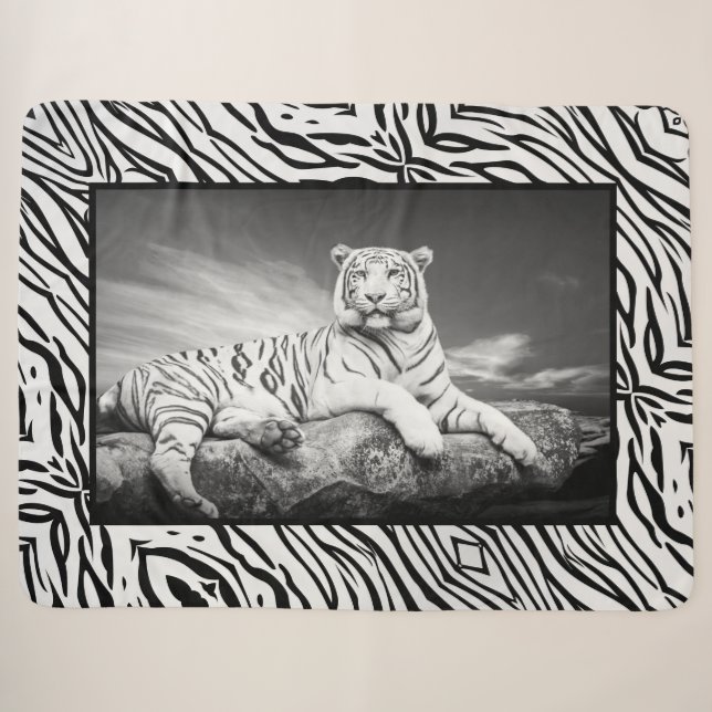 White Tiger Sherpa Blanket Sherpadecke (Vorderseite (Horizontal))