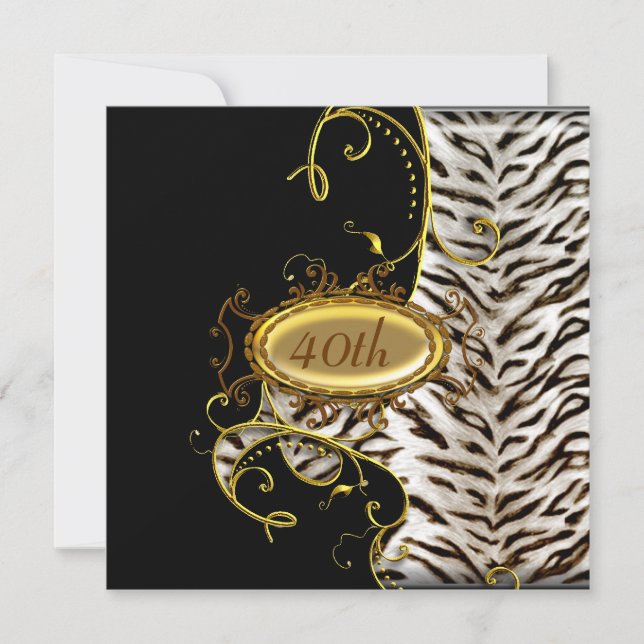 White Tiger skin Anniversaire fête Invitation (Devant)