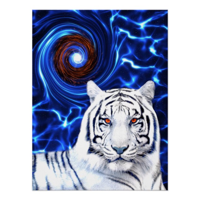 White Tiger Spirit Animal Vortex Glossy Poster (Vorderseite)