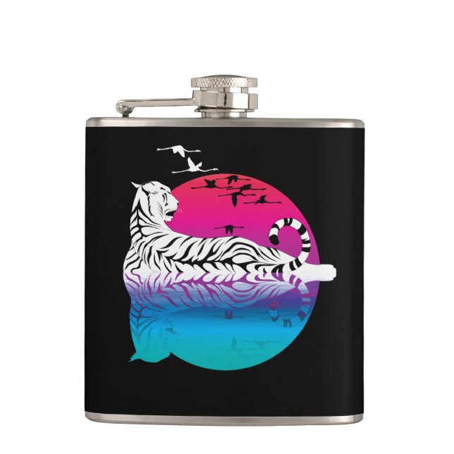 White Tiger Sunset Flachmann (Vorderseite)