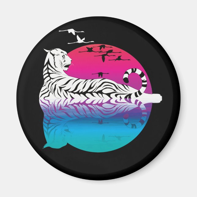 White Tiger Sunset Magnet (Vorne)
