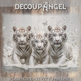 White Tiger trio - Decoupage - Seidenpapier