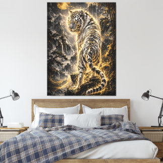 White Tiger Turning Back Guardian Power Leinwanddruck