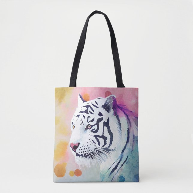 White Tiger Wild Nature Tierfarben Malerei Tasche (Vorderseite)