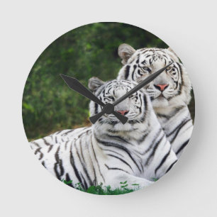 White Tigers Runde Wanduhr