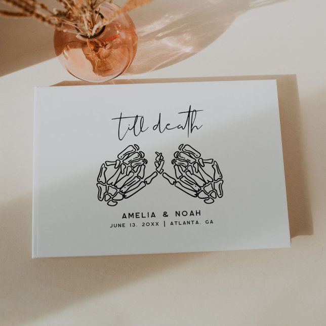 White Till Death Skeleton Hands Wedding Guest Book Gästebuch (Von Creator hochgeladen)