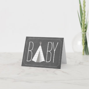 White Tipi Baby Card - Chalk Dankeskarte