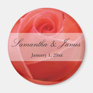 White Tipped Pink Rose Personal Wedding Magnet
