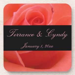 White Tipped Pink Rose Personal Wedding Untersetzer