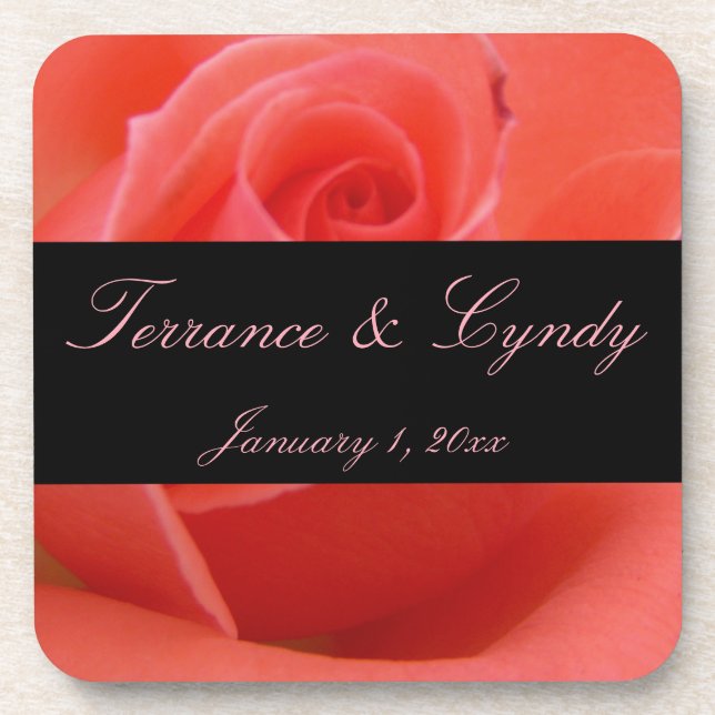 White Tipped Pink Rose Personal Wedding Untersetzer (Vorderseite)
