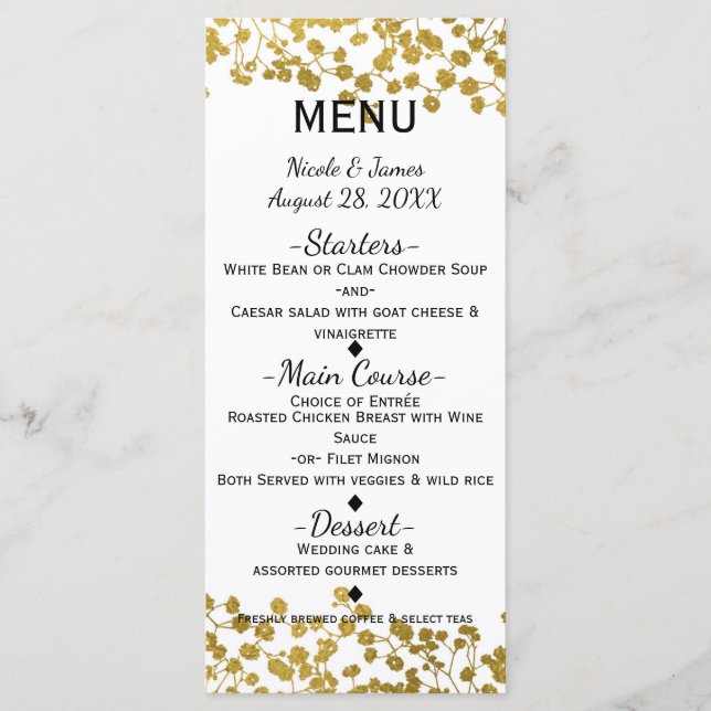 White Tone Gipskraut White Elegante Menu Card Menükarte (Vorderseite)