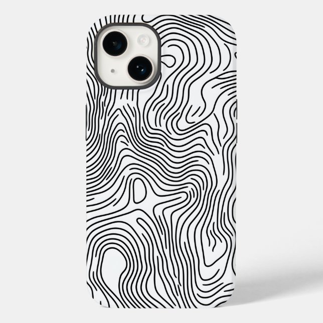 White Topographic Line Art 🌍 Case-Mate iPhone 14 Hülle (Rückseite)