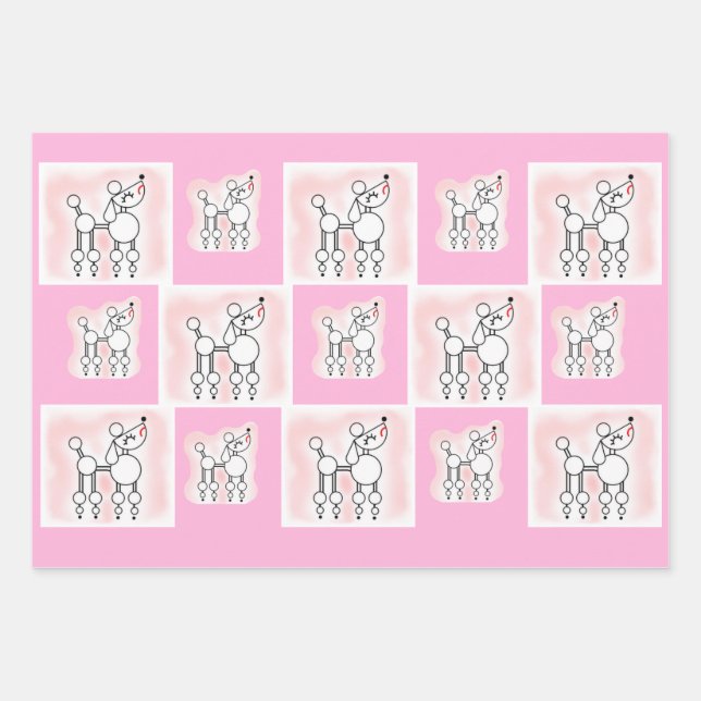 White Toy Poodle Gift Wrap Sheet Set Geschenkpapier Set (Vorderseite)