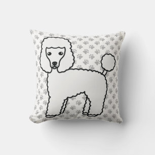 White Toy Poodle Niedlicher Cartoon Dog Kissen