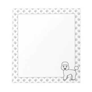 White Toy Poodle Niedlicher Cartoon Dog Notizblock