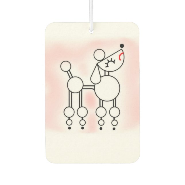 White Toy Poodle Novelty Air Freshener Autolufterfrischer (Vorderseite)