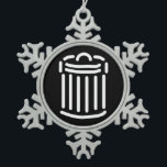 White Trash Can Symbol Schneeflocken Zinn-Ornament<br><div class="desc">Hier bei der SYMBOLICAL STORE stehen mehr als 40 Symbole zur Auswahl. Fügen Sie diesem Produkt Ihre Text- oder Hintergrundfarbe hinzu. Ändern Sie auch die Größe des Bildes, um größer, kleiner oder gekachelt zu sein, um den gesamten Bereich zu füllen. Diese Optionen sind bei den meisten Produkten verfügbar! Klicken Sie...</div>