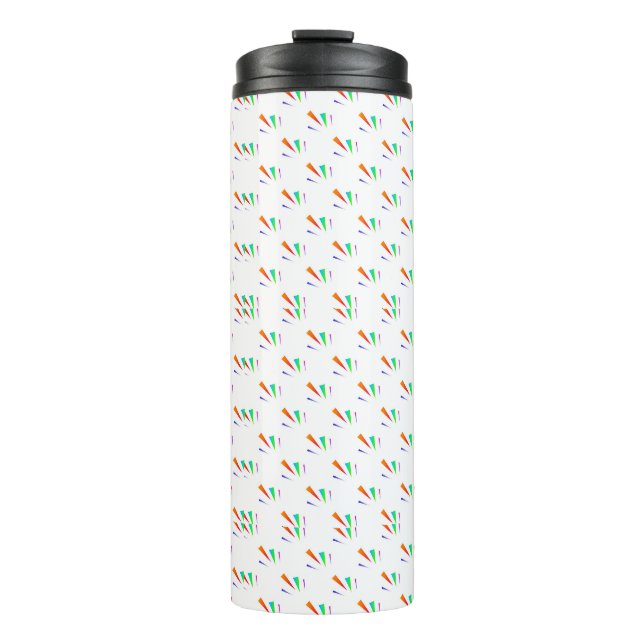 White travel mug with black lid  thermosbecher (Vorderseite)