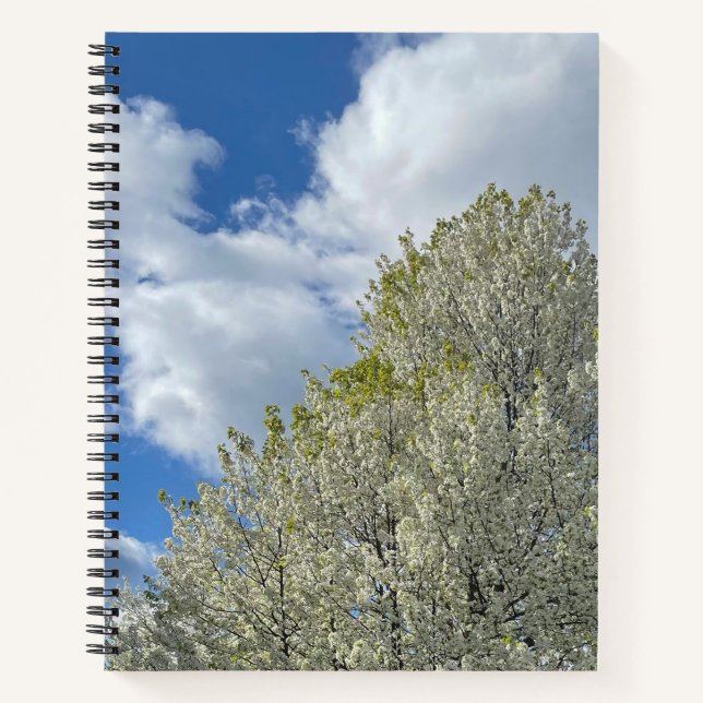 White Tree Blue Sky Clouds Photo Notizbuch (Vorderseite)