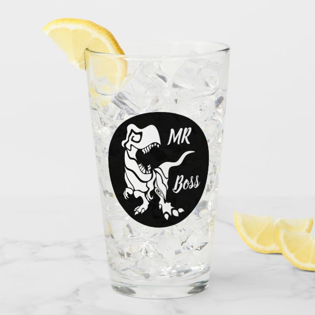 White Trex der Boss Dino Glas (Vorderseite Ice)