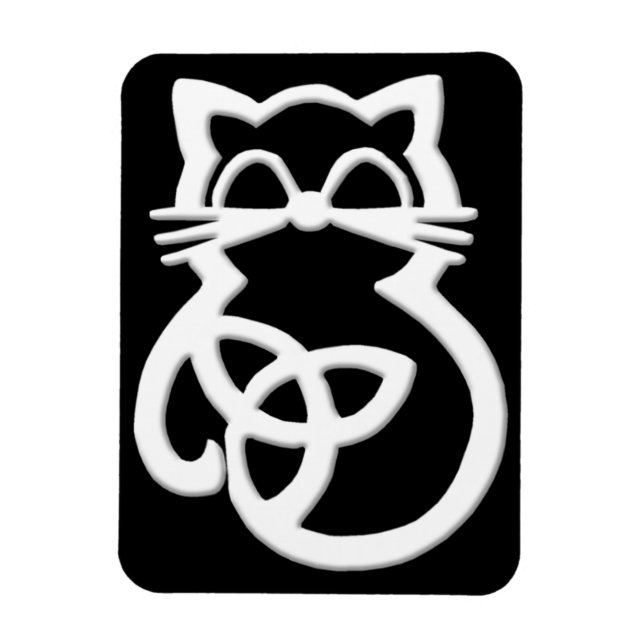 White Trinity Knot Celtic Cat Magnet (Vertikal)