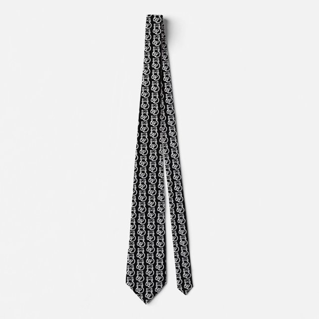 White Trinity Knot Celtic Cat Neck Tie Krawatte (Vorderseite)