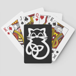 White Trinity Knot Celtic Cat Playing Cards Spielkarten