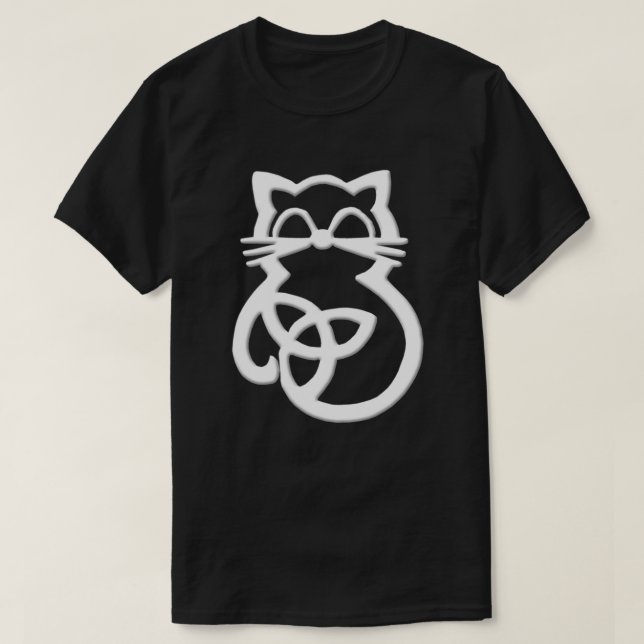 White Trinity Knot Celtic Cat T Shirt (Design vorne)