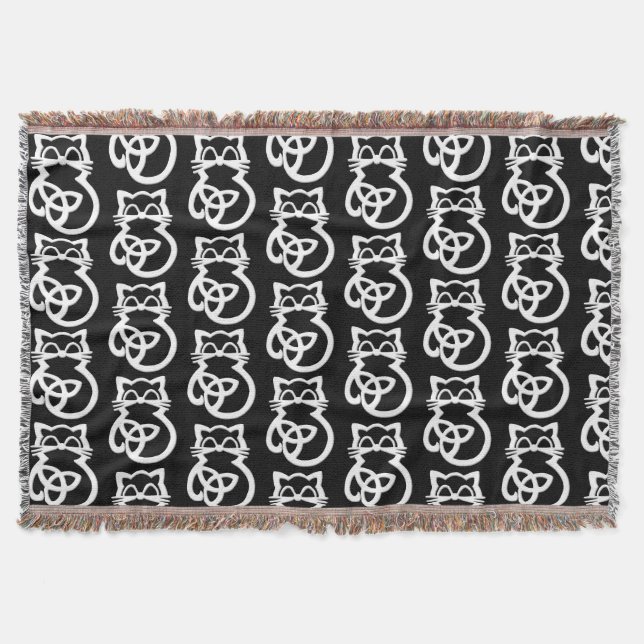 White Trinity Knot Celtic Cat Throw Blanket Decke (Vorderseite)