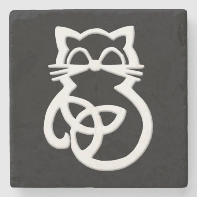 White Trinity Knot Celtic Cat Untersetzer (Vorderseite)