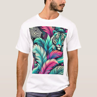 White Tropical Tiger T - Shirt - Frische Jungle Ar