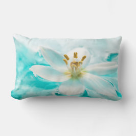 White Tulip Blume Blauer Wasserteich Aqua Lendenkissen