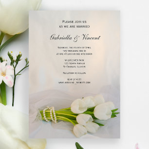 White Tulip Bouquet Frühjahr Einladung zur Hochzei