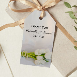 White Tulip Bouquet Spring Wedding Favor Tags Geschenkanhänger