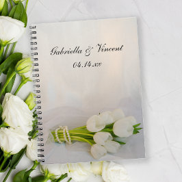 White Tulip Bouquet Spring Wedding Notizblock