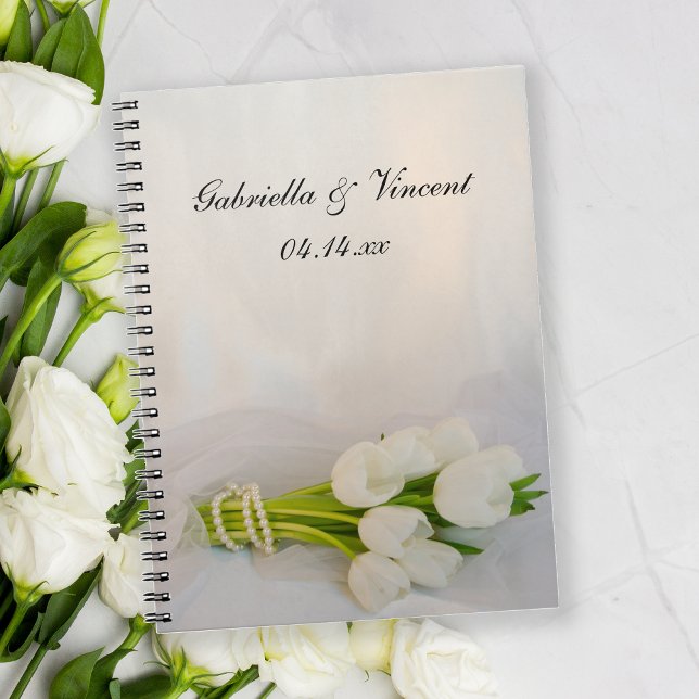 White Tulip Bouquet Spring Wedding Notizblock (Von Creator hochgeladen)