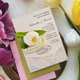 "White Tulip", "Pearls and Rings Engagement Party" Einladung