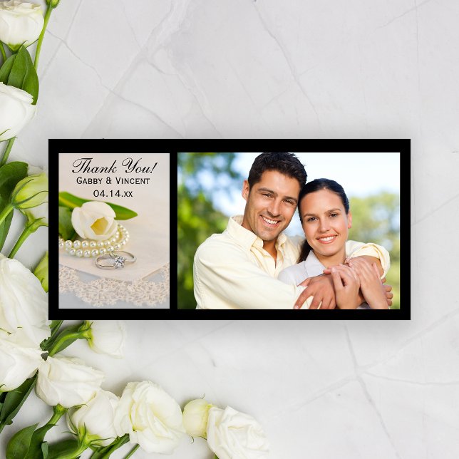 White Tulip, Pearls and Rings Wedding Vielen Dank Dankeskarte (Von Creator hochgeladen)