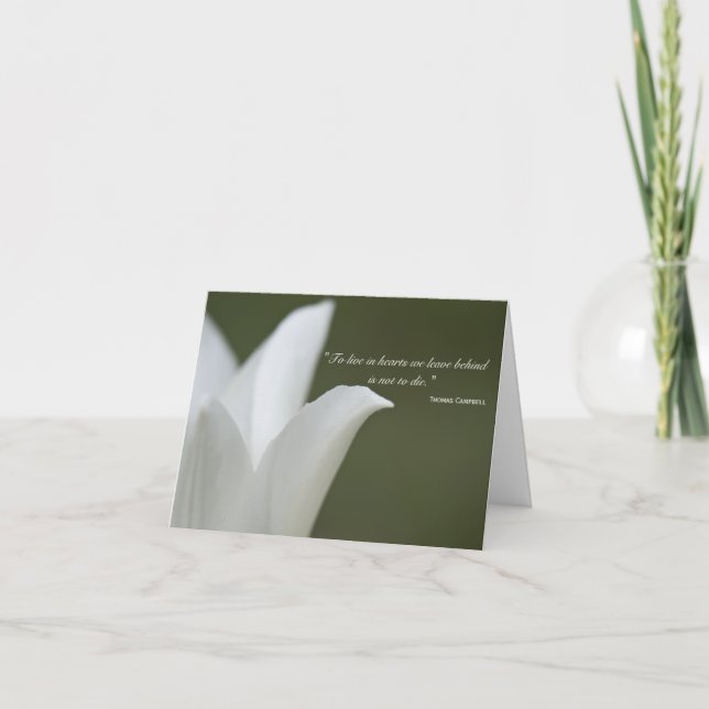 White Tulip Vielen Dank für Ihr Beileid Dankeskarte (Vorderseite)